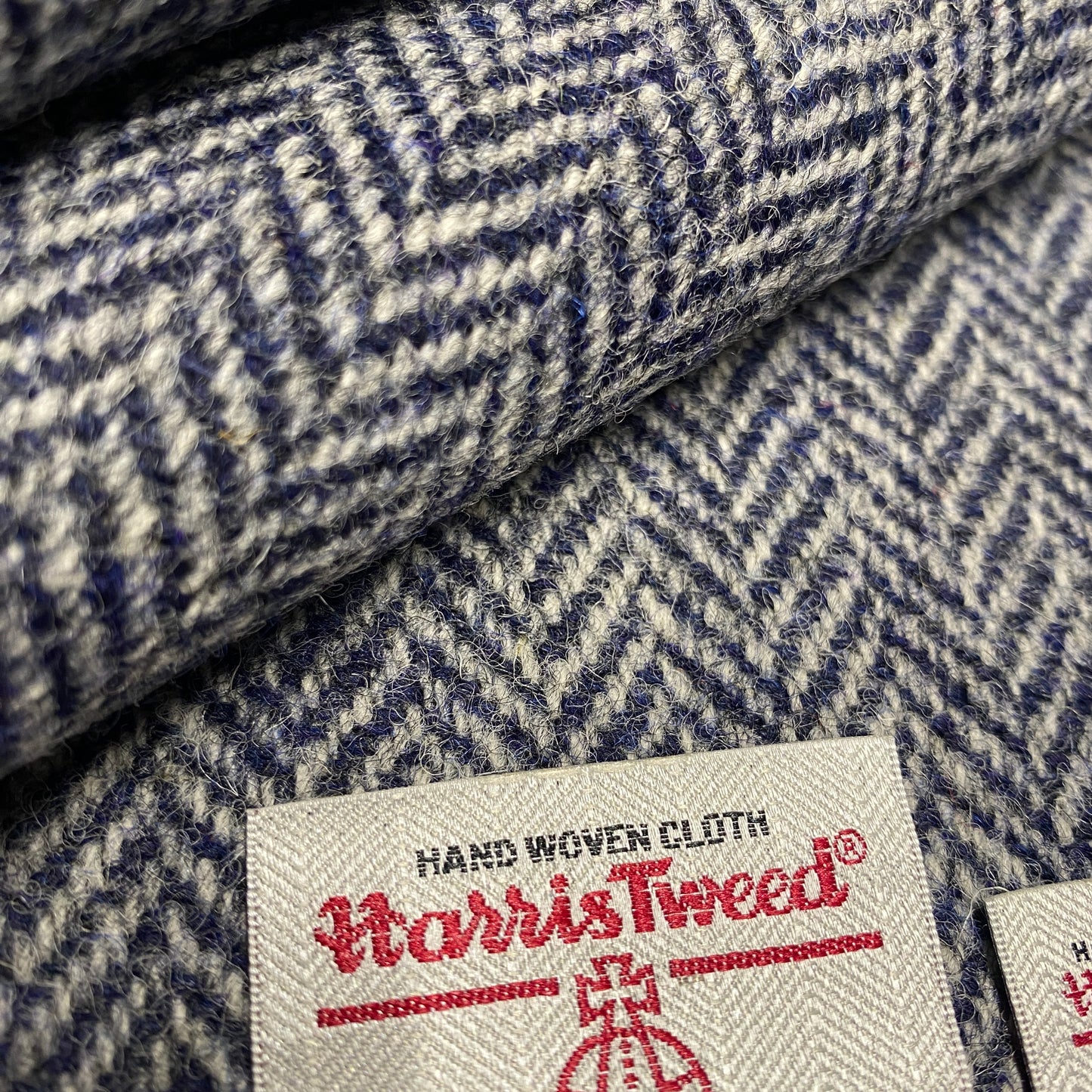 Dark Navy & White Herringbone Harris Tweed