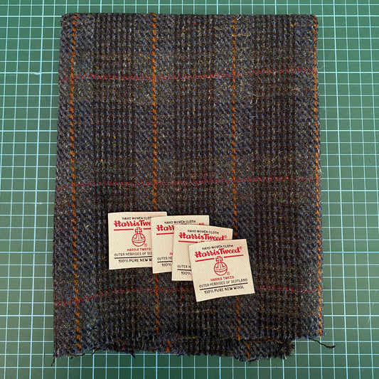 Blue & Navy Check With Red & Yellow Overcheck Harris Tweed - Offcut 301 / 150x47cm
