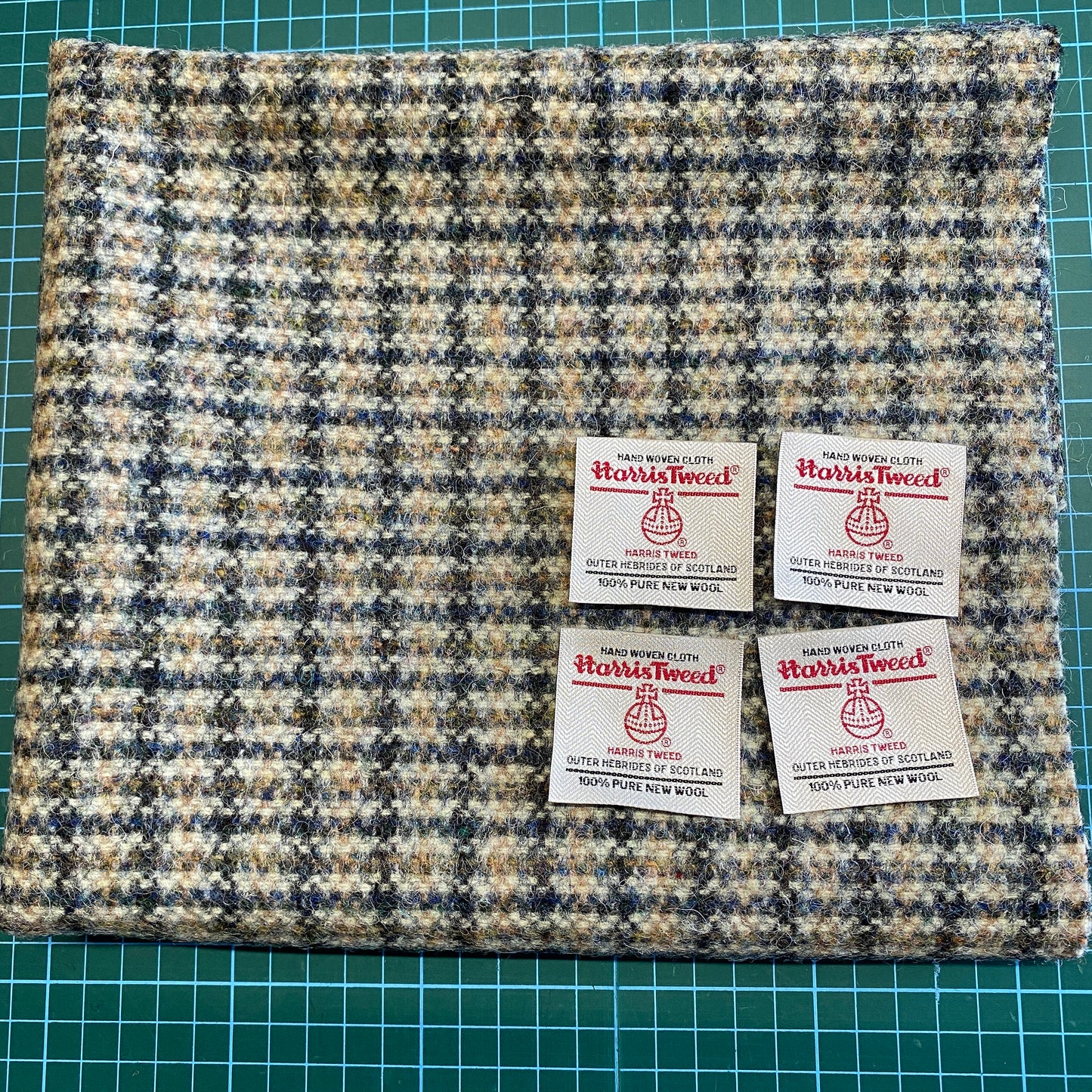 Beige & Grey Basket Weave Harris Tweed - Offcut 328 / 90x50cm