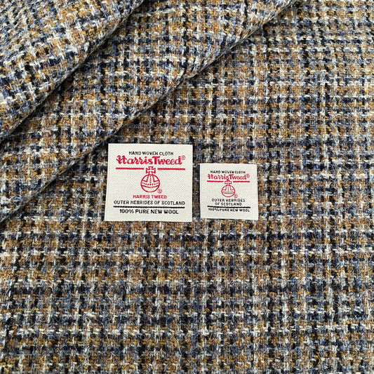 Brown, Blue & Grey Basket Weave Harris Tweed