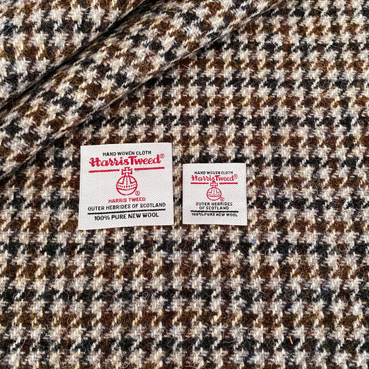 Brown & White Houndstooth Harris Tweed