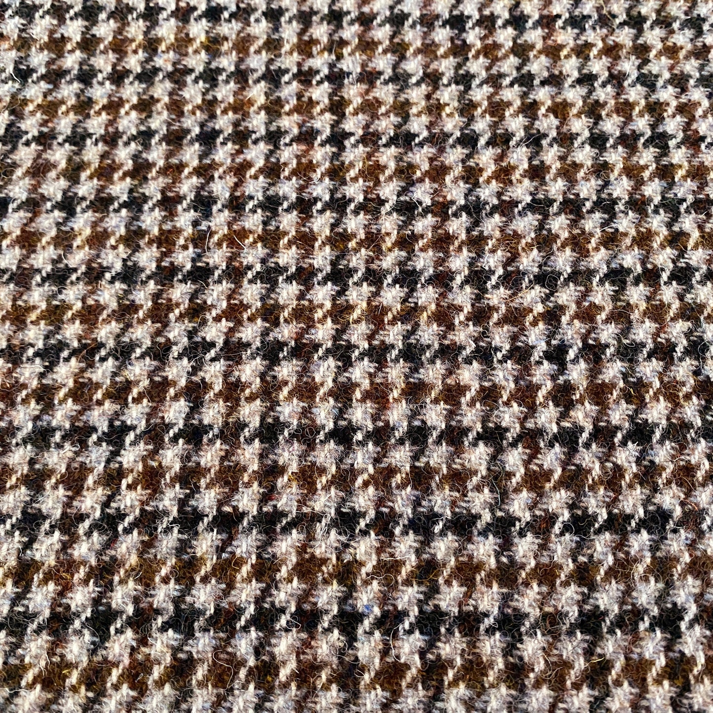 Brown & White Houndstooth Harris Tweed