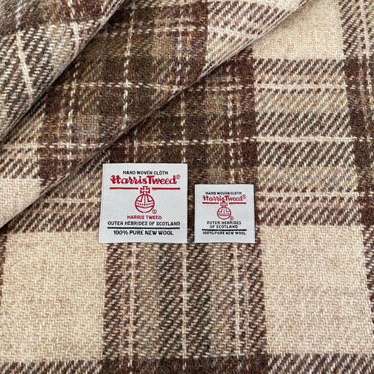 Brown & Oatmeal Tartan Check Harris Tweed