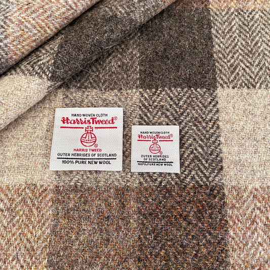 Brown & Beige Tones Herringbone Check Harris Tweed