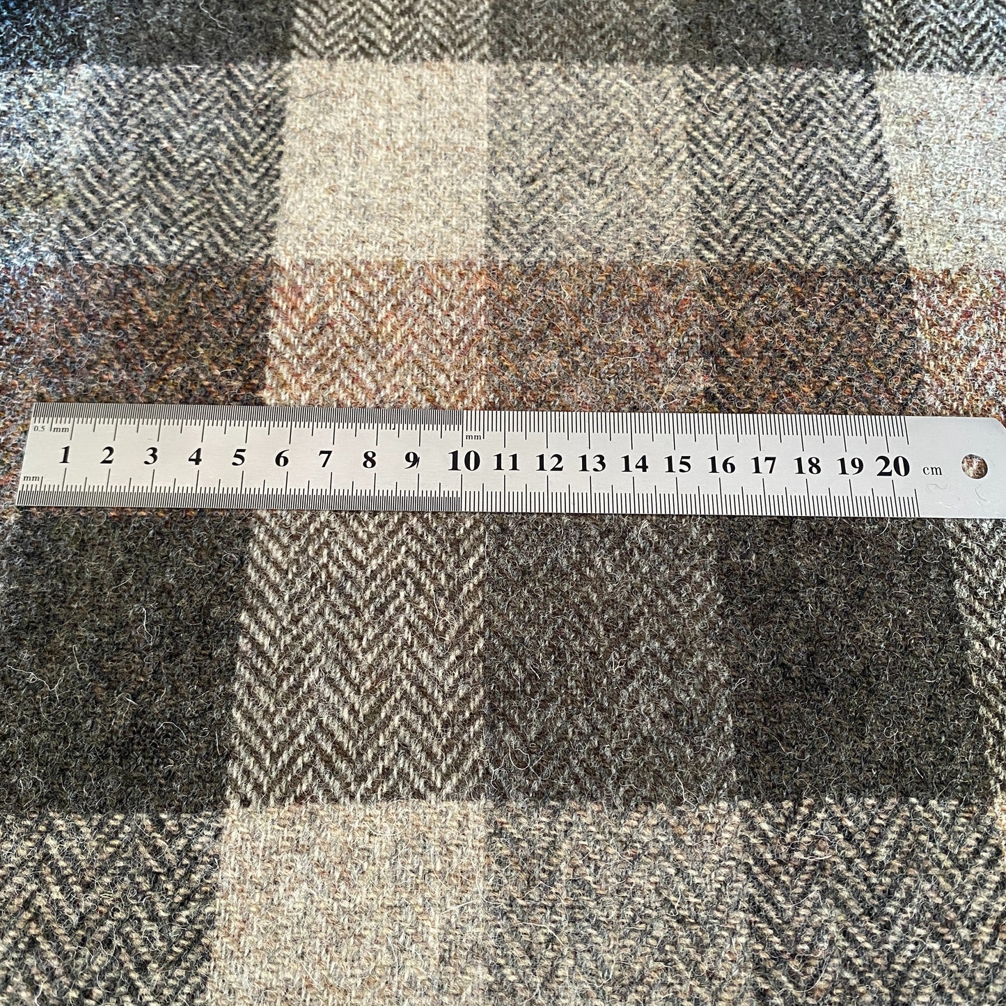 Brown & Beige Tones Herringbone Check Harris Tweed