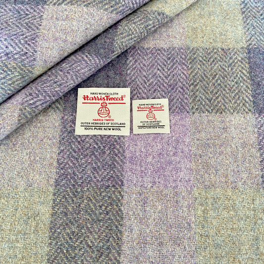 Purple & Lilac Tones Herringbone Check Harris Tweed