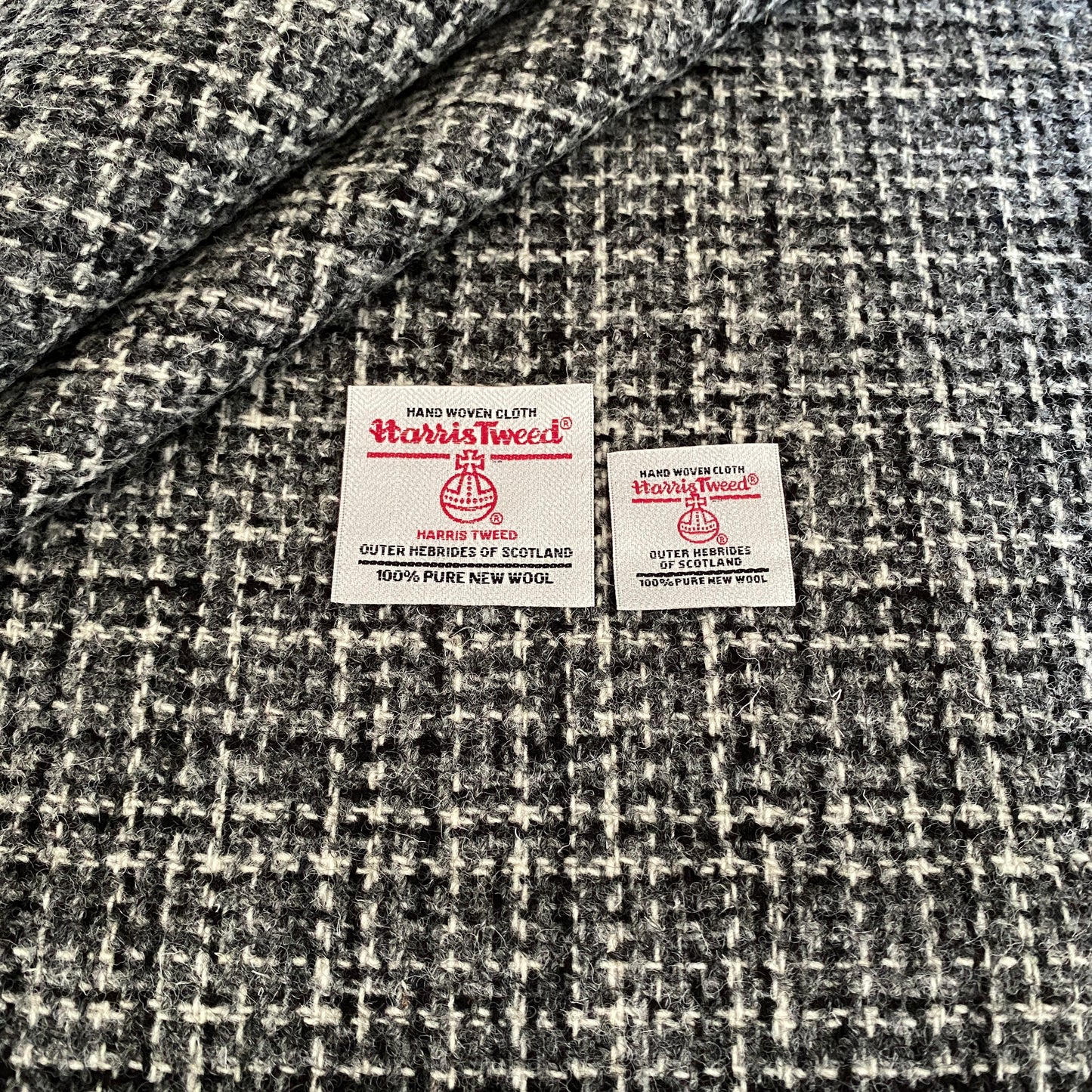 Black, Grey & White Basket Weave Harris Tweed