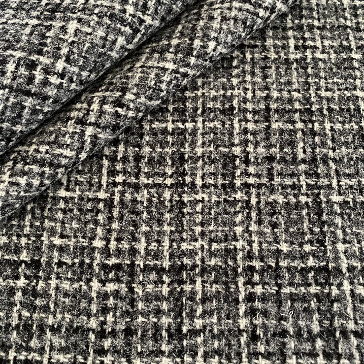 Black, Grey & White Basket Weave Harris Tweed