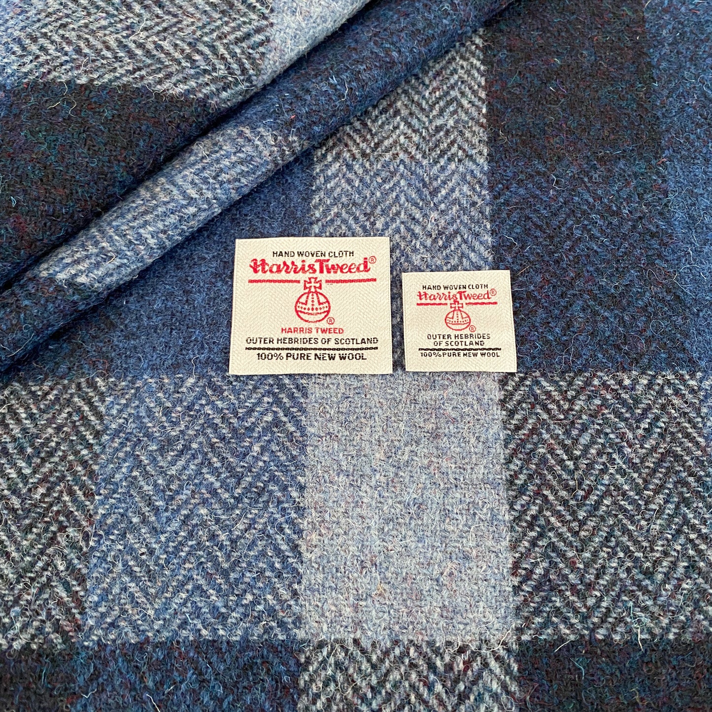 Blue Tones Herringbone Check Harris Tweed