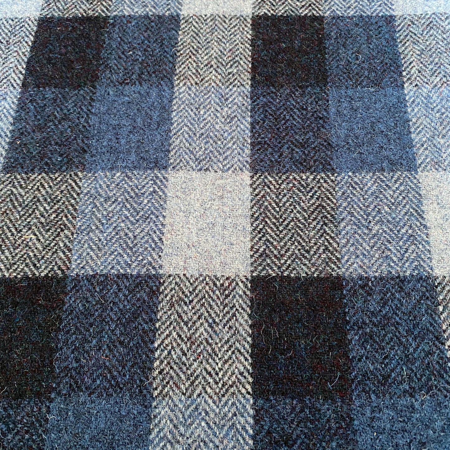 Blue Tones Herringbone Check Harris Tweed