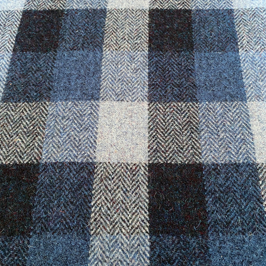 Blue Tones Herringbone Check Harris Tweed