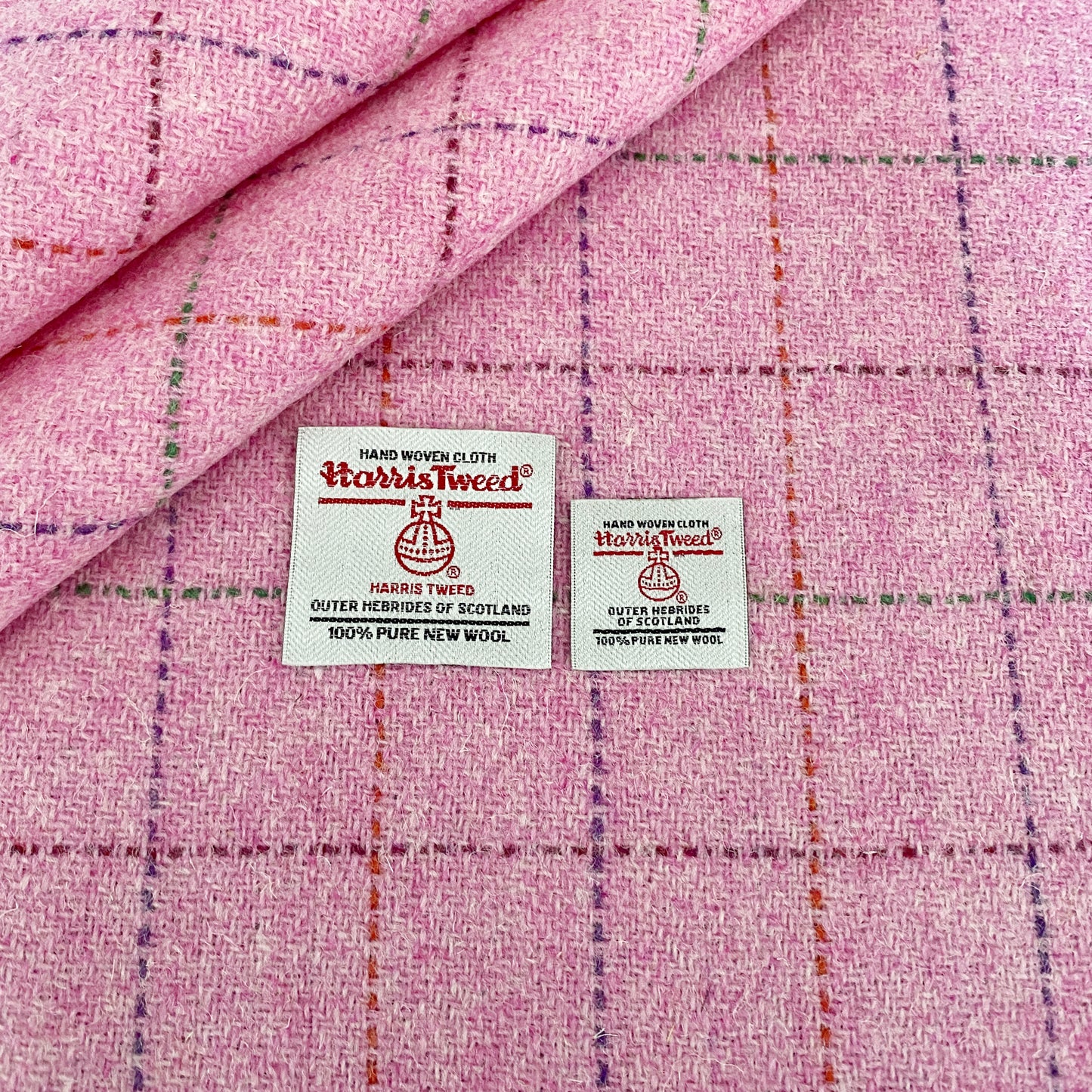 Baby Pink Herringbone Overcheck Harris Tweed