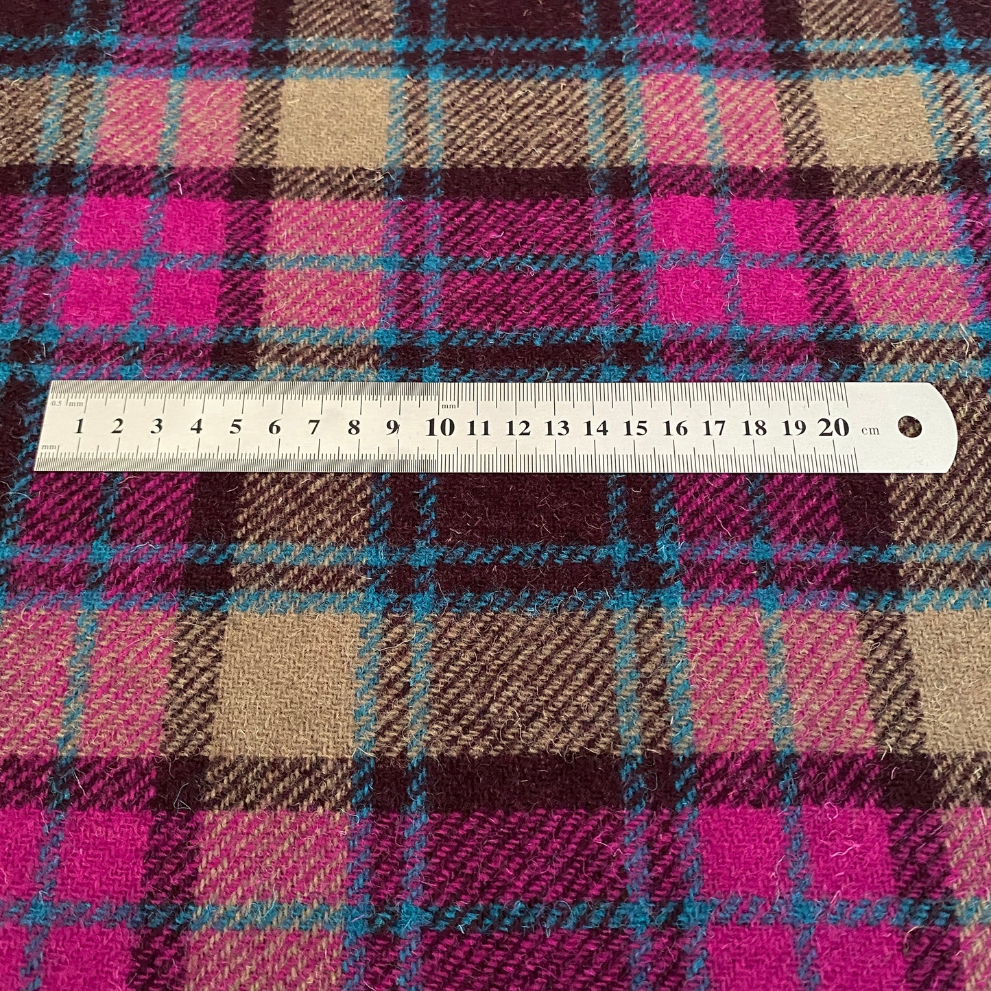 Bright Pink & Brown Tartan Harris Tweed