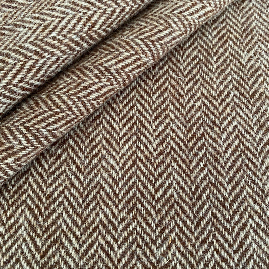 Pale Brown & Beige Herringbone Harris Tweed