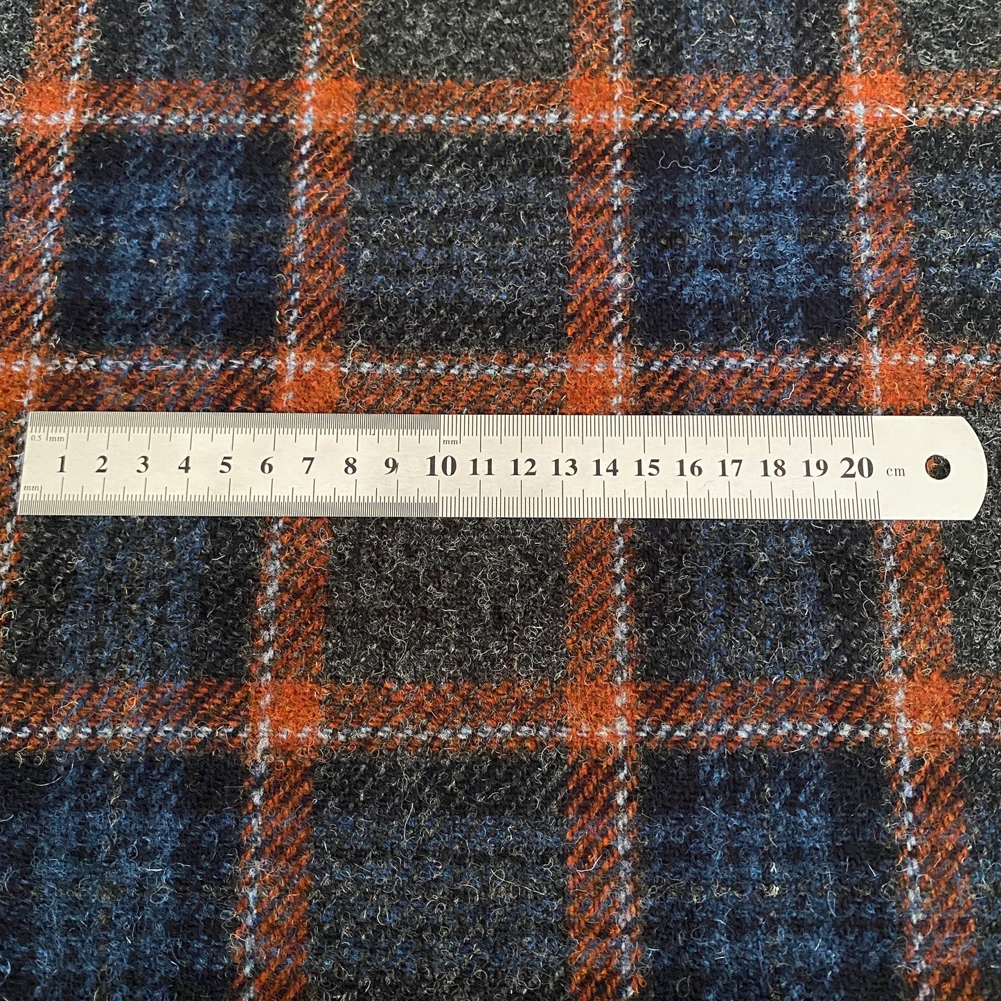 Grey, Blue & Rust Tartan Harris Tweed