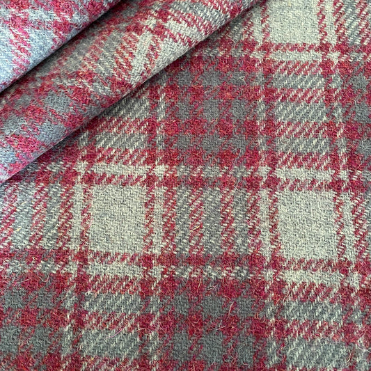Pink & Grey Tartan Harris Tweed
