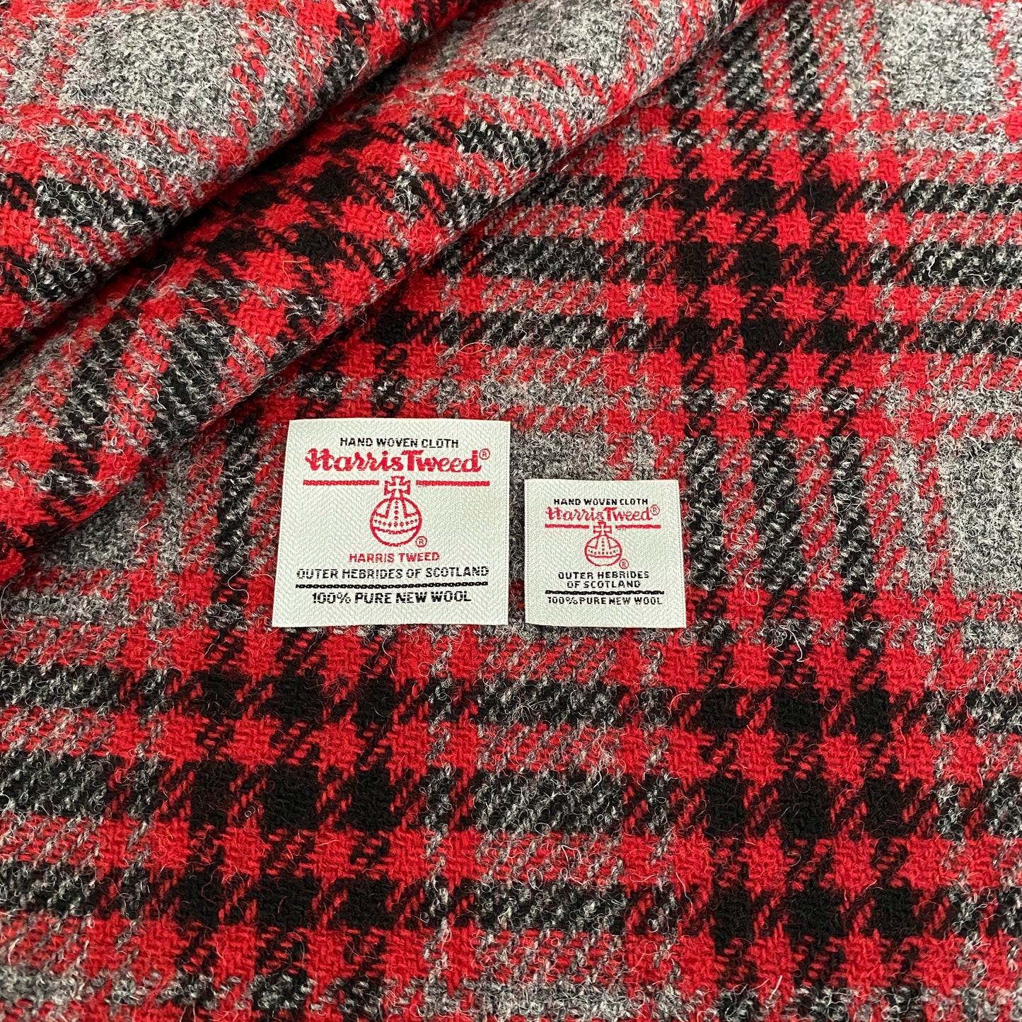 Red, Black & Grey Tartan Harris Tweed