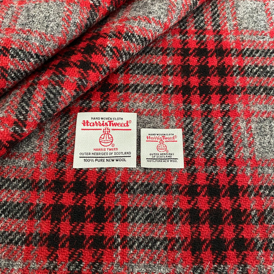 Red, Black & Grey Tartan Harris Tweed