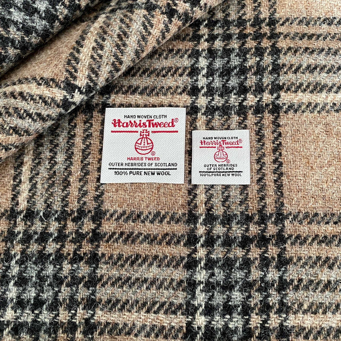 Pale Brown & Grey Tartan Harris Tweed