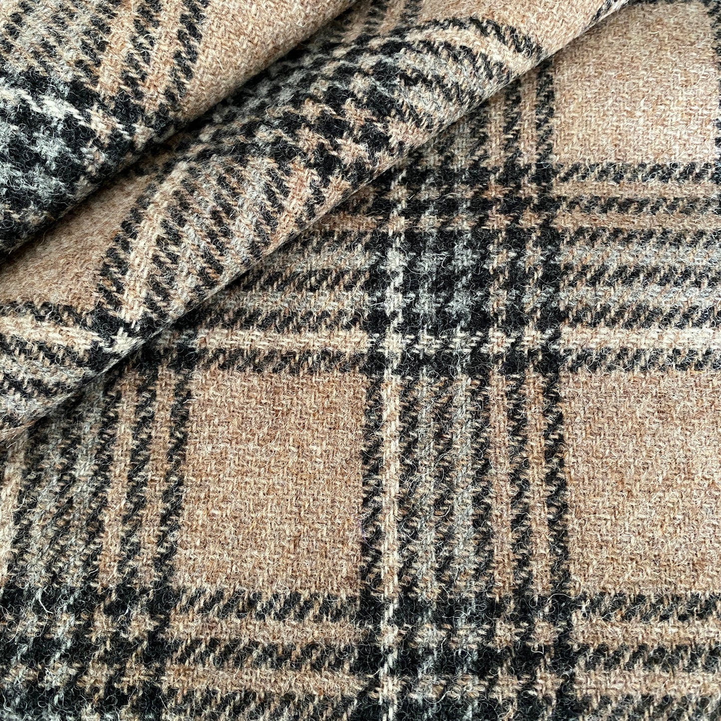 Pale Brown & Grey Tartan Harris Tweed