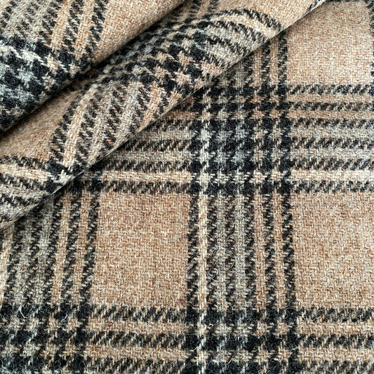 Pale Brown & Grey Tartan Harris Tweed