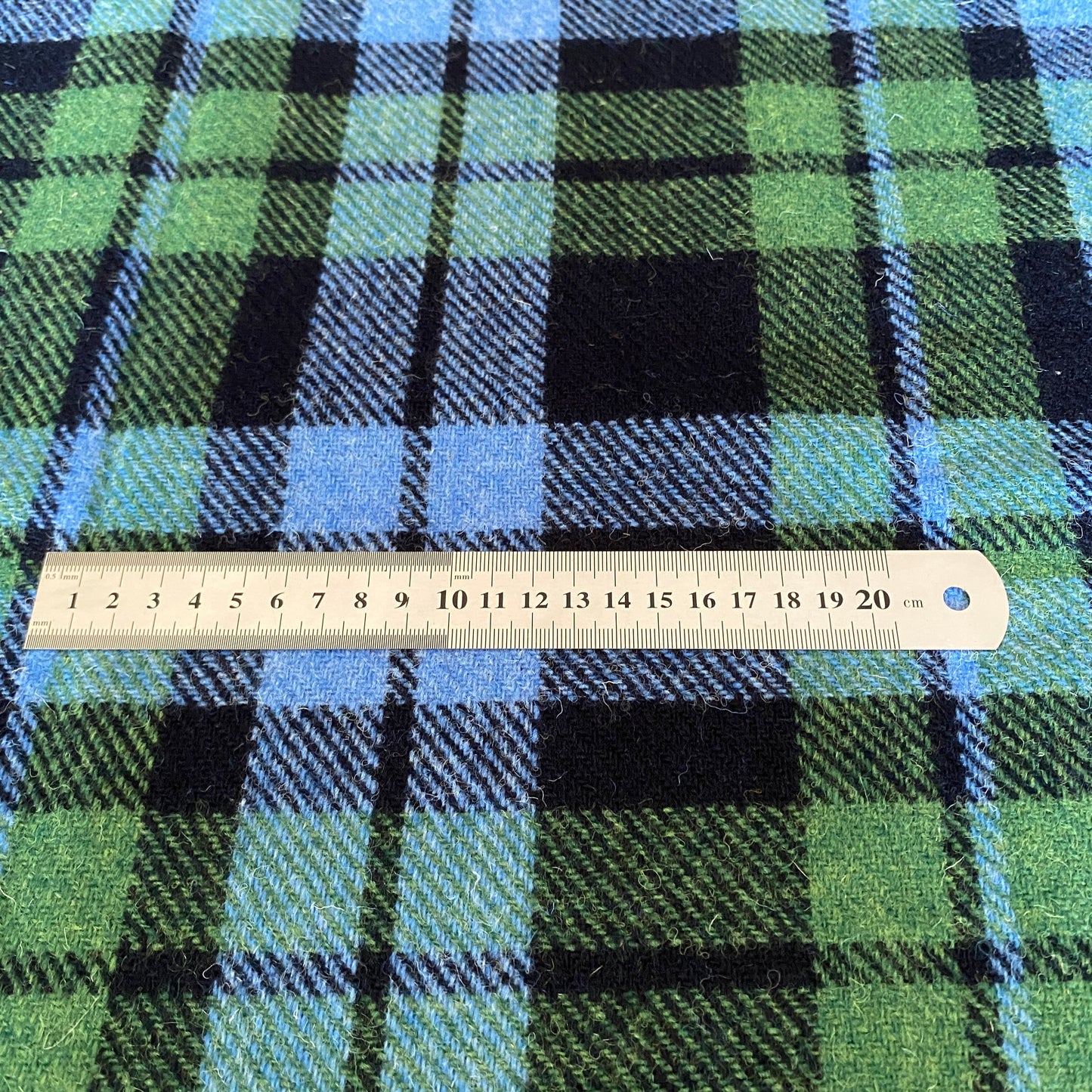 Green, Blue & Black Tartan Harris Tweed