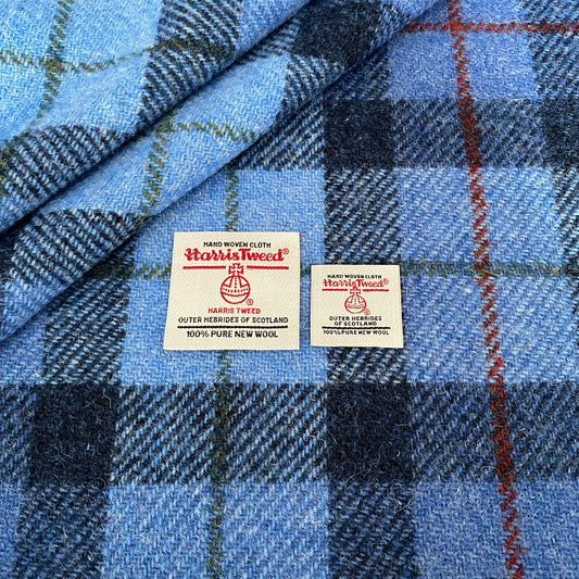 Blue Tartan with Red & Green Overcheck Harris Tweed