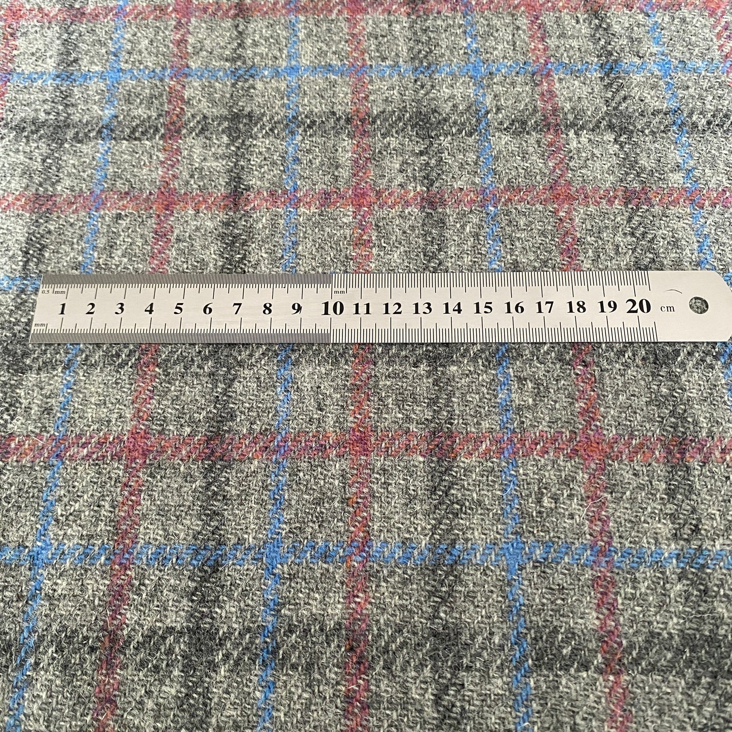 Grey Tartan with Pink, Blue & Dark Grey Overcheck Harris Tweed