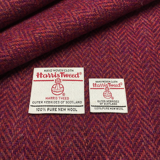 Mixed Berry Herringbone Harris Tweed - BY THE METRE / HALF / QUARTER