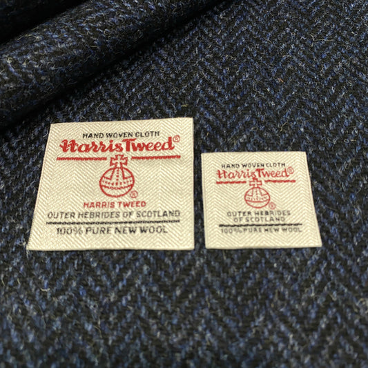 Navy Blue & Black Herringbone Harris Tweed - BY THE METRE / HALF / QUARTER