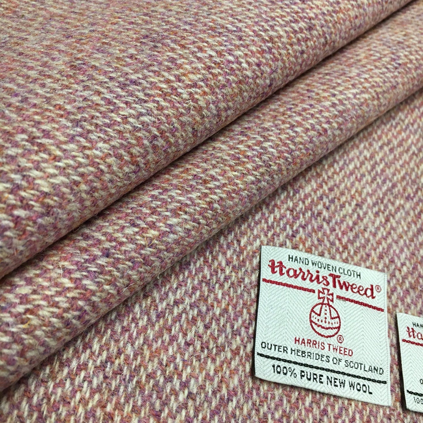 Blush Pink Barleycorn Weave Harris Tweed - BY THE METRE / HALF / QUARTER