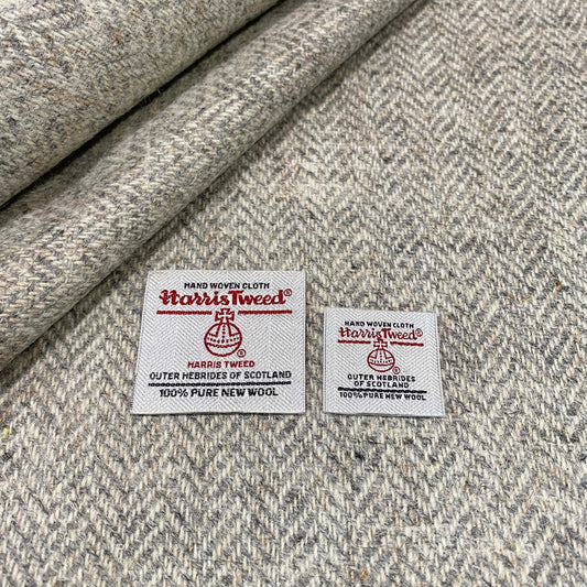 Grey & Oatmeal Herringbone Harris Tweed - BY THE METRE