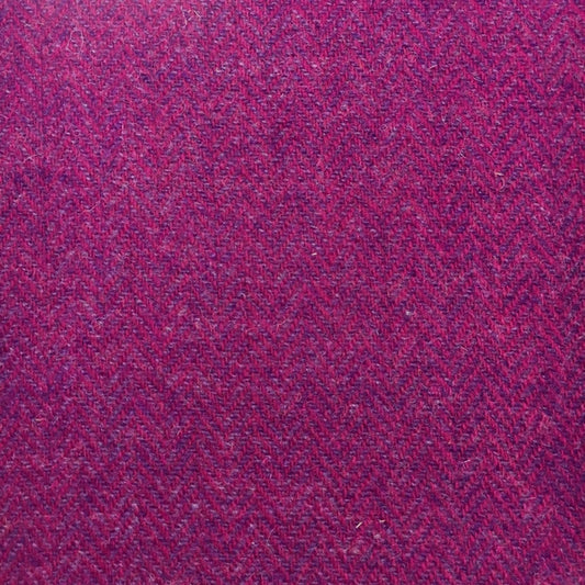 Cerise Pink & Purple Herringbone Harris Tweed - BY THE METRE