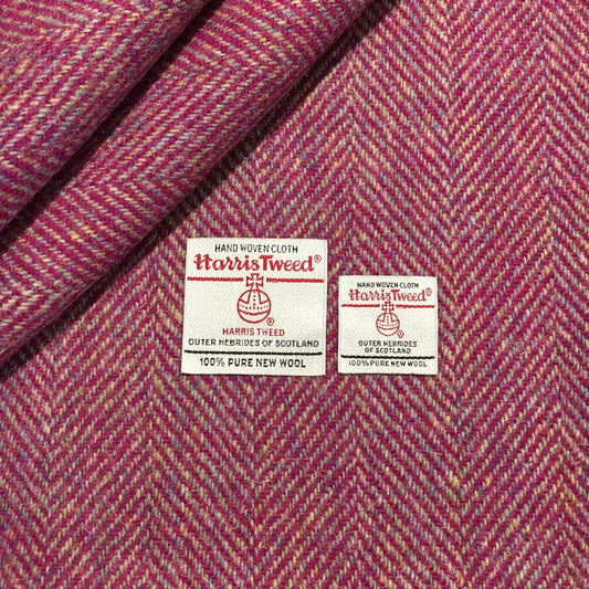 Cerise & Multi Blue/Green Wide Herringbone Harris Tweed