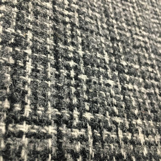 Black, Grey & White Basket Weave Harris Tweed - BY THE METRE