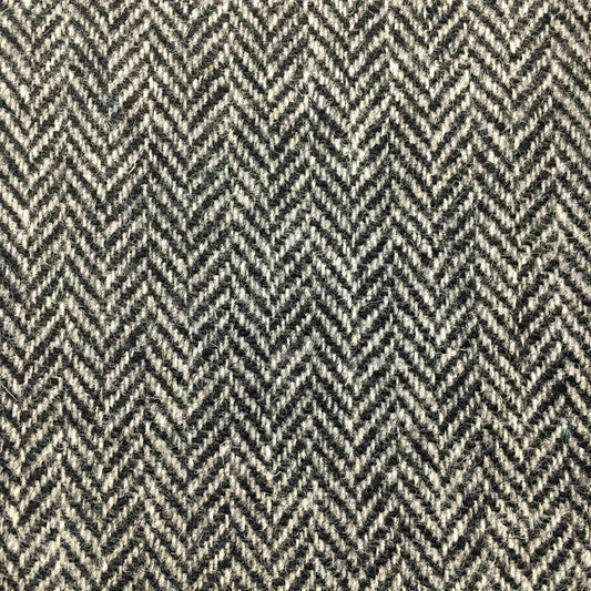 Black & Grey/White Herringbone Harris Tweed - BY THE METRE