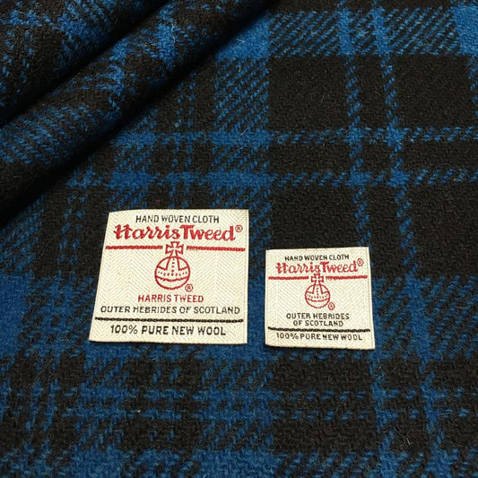 Blue & Black Tartan Check Harris Tweed