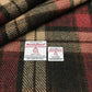 Dark Brown & Green, Beige, Rust Red Tartan Check Harris Tweed - BY THE METRE / HALF / QUARTER