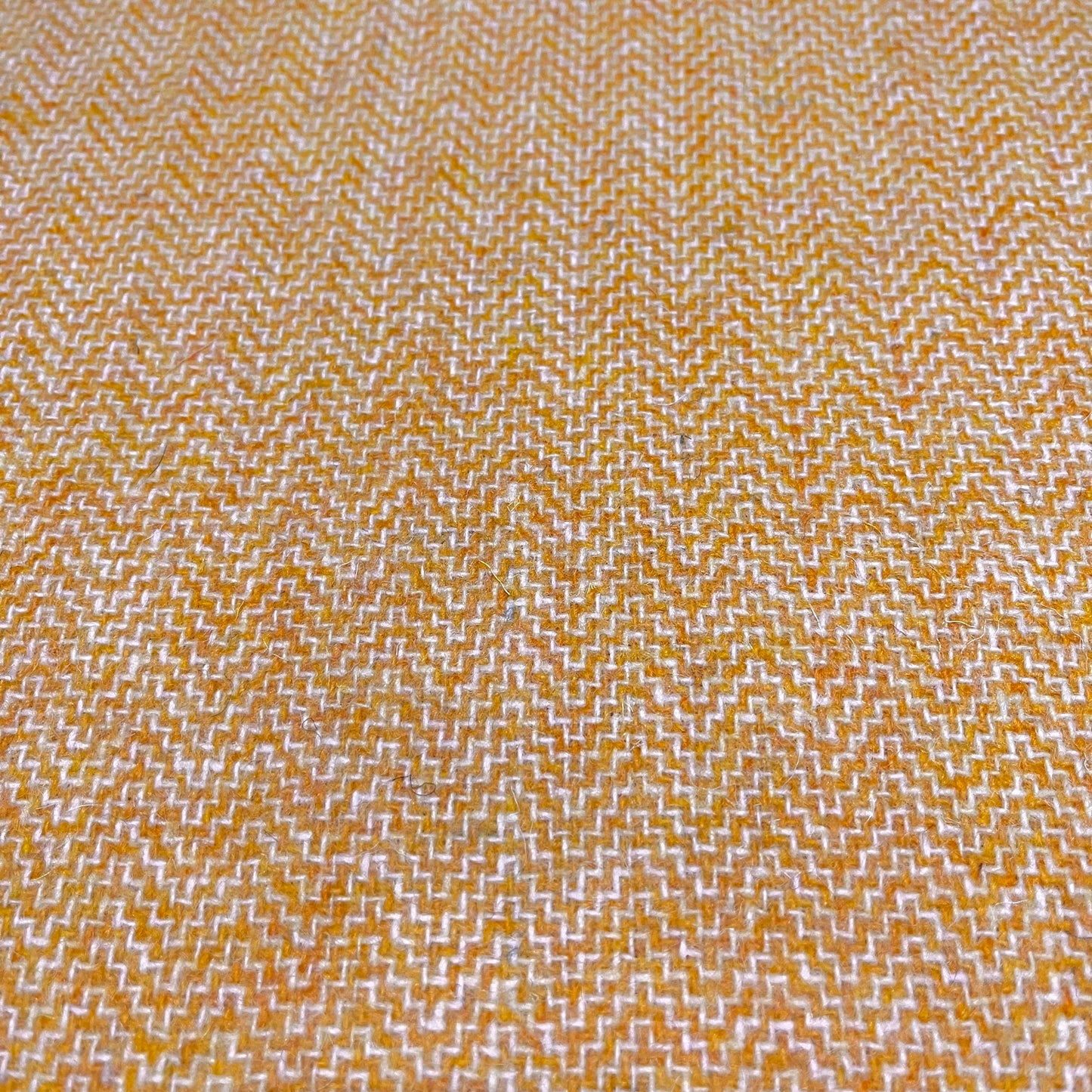 Lemon Sherbet Yellow & White Herringbone Harris Tweed - BY THE METRE / HALF / QUARTER