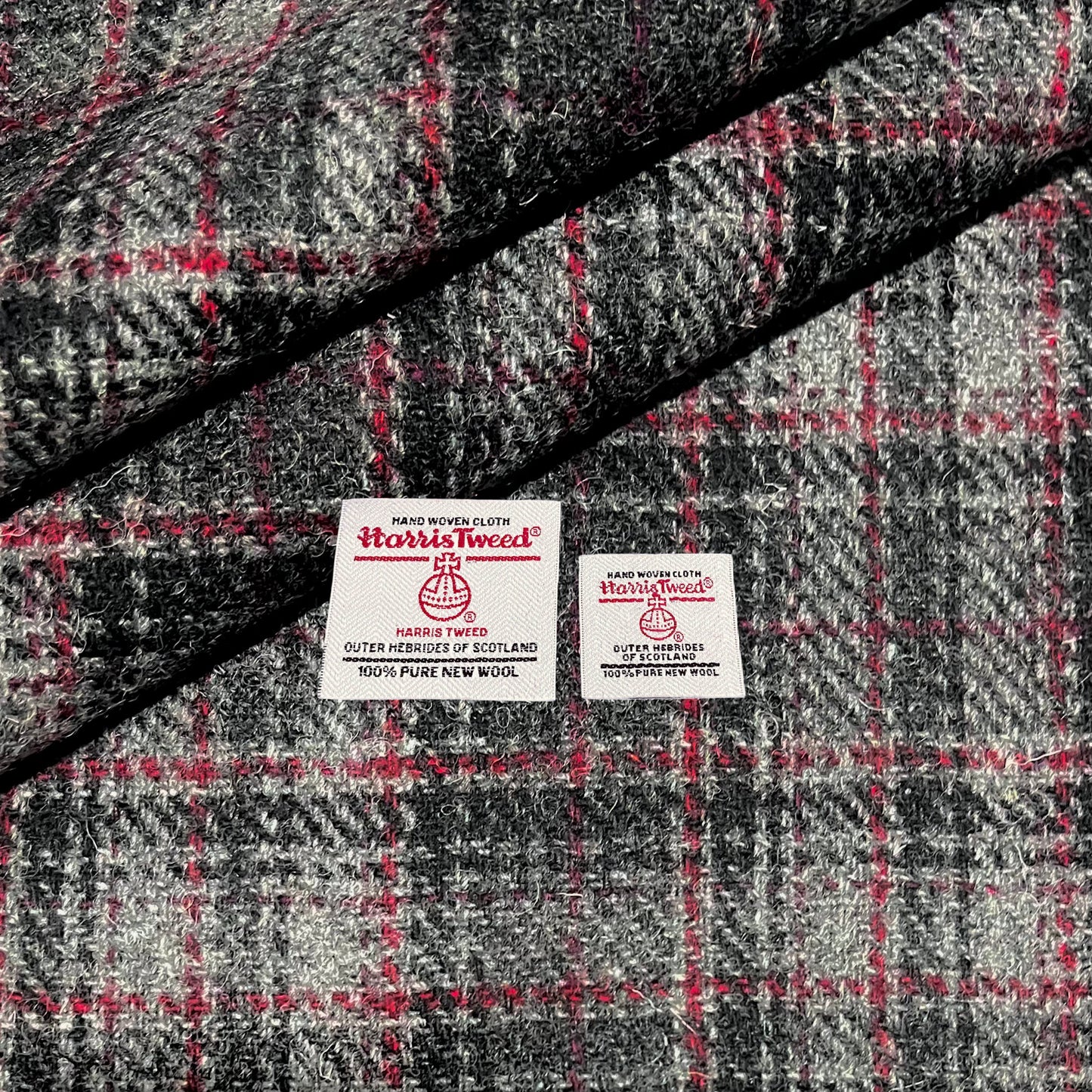 Grey Check with Red Overcheck Harris Tweed
