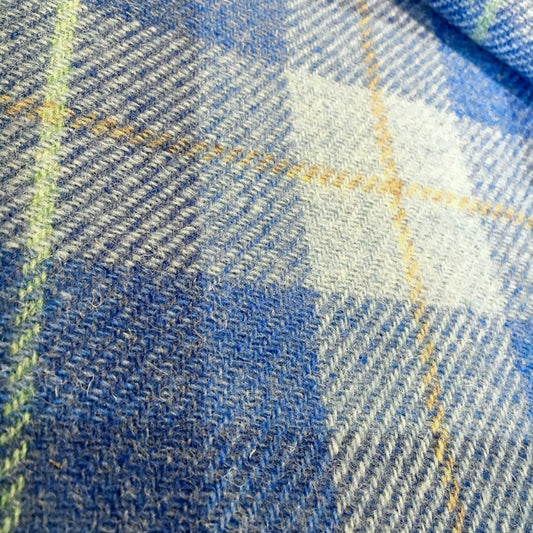 Pale Blue Tartan Harris Tweed - BY THE METRE / HALF / QUARTER