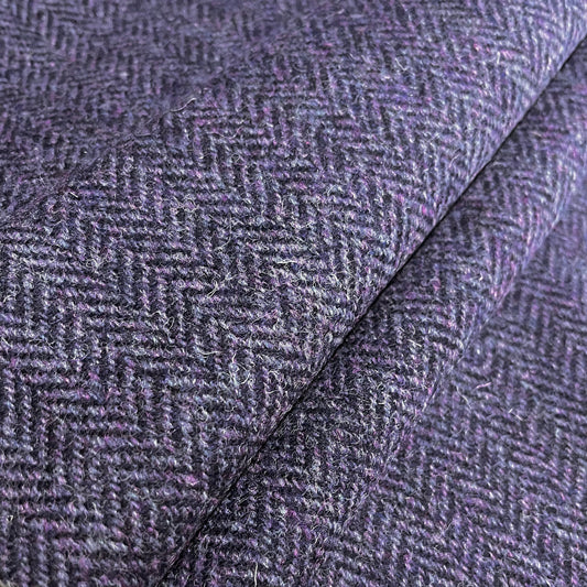 Dark Purple Herringbone Harris Tweed - BY THE METRE
