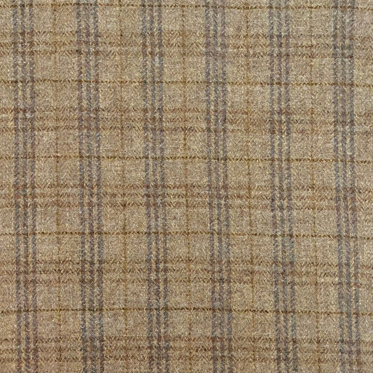 Rustic Beige & Brown Herringbone Check with Ochre Overcheck Harris Tweed - BY THE METRE / HALF