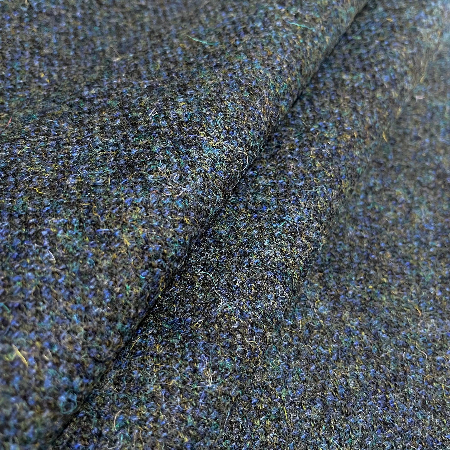 Deep Blue & Peacock Green Marl Harris Tweed - BY THE METRE / HALF / QUARTER