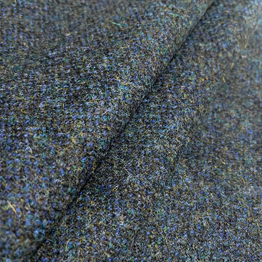 Deep Blue & Peacock Green Marl Harris Tweed - BY THE METRE