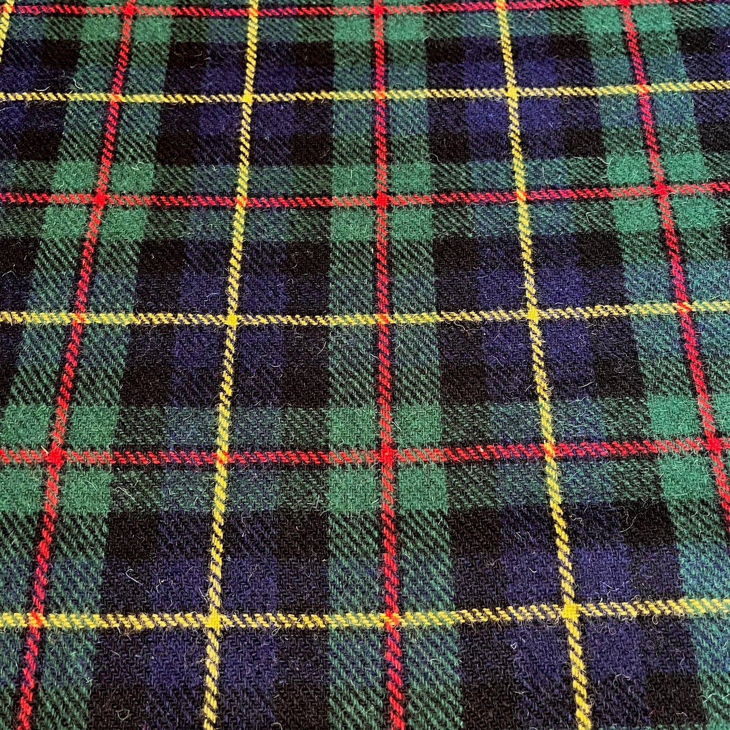 MacLeod of Harris Tartan / Blue & Green Tartan with Red & Yellow Overcheck Harris Tweed - BY THE METRE / HALF / QUARTER