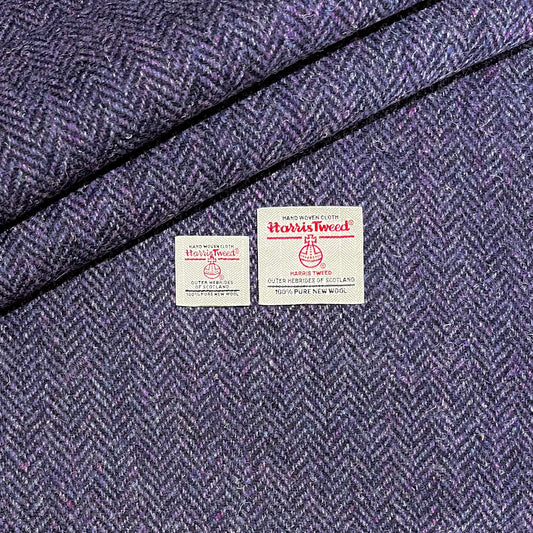 Dark Purple Herringbone Harris Tweed - BY THE METRE