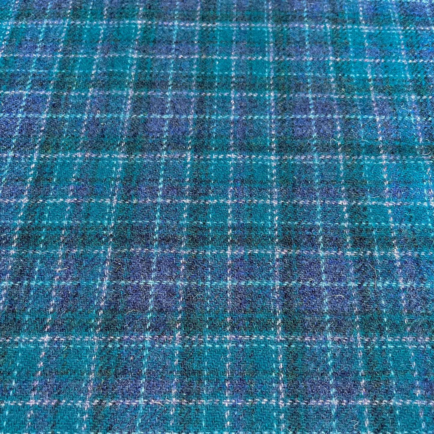 Dark Turquoise & Persian Blue Small Check with Aqua Overcheck Harris Tweed