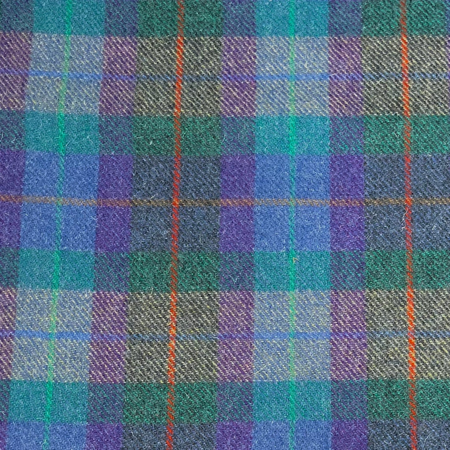 Purple/Green Tartan Check with Orange, Yellow, Blue & Green Overcheck Harris Tweed - BY THE METRE / HALF / QUARTER