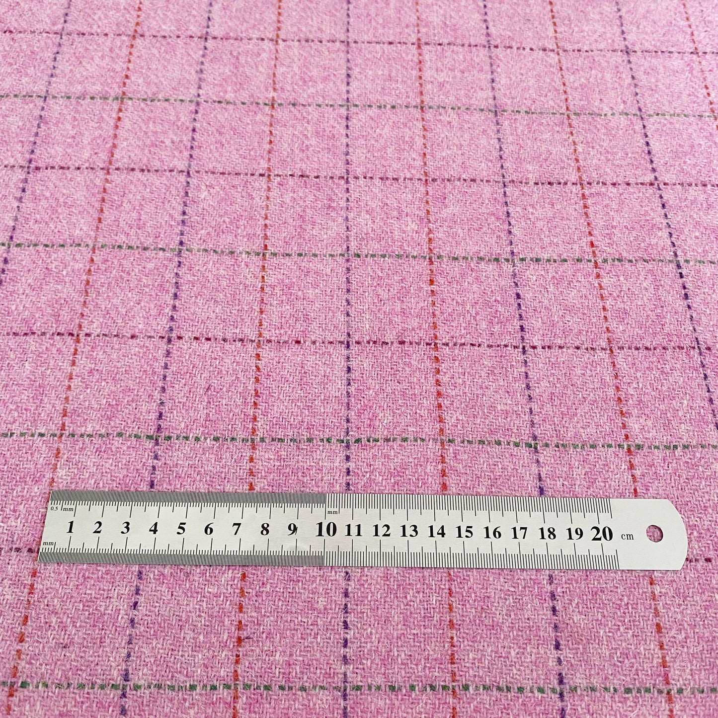 Baby Pink Herringbone Overcheck Harris Tweed